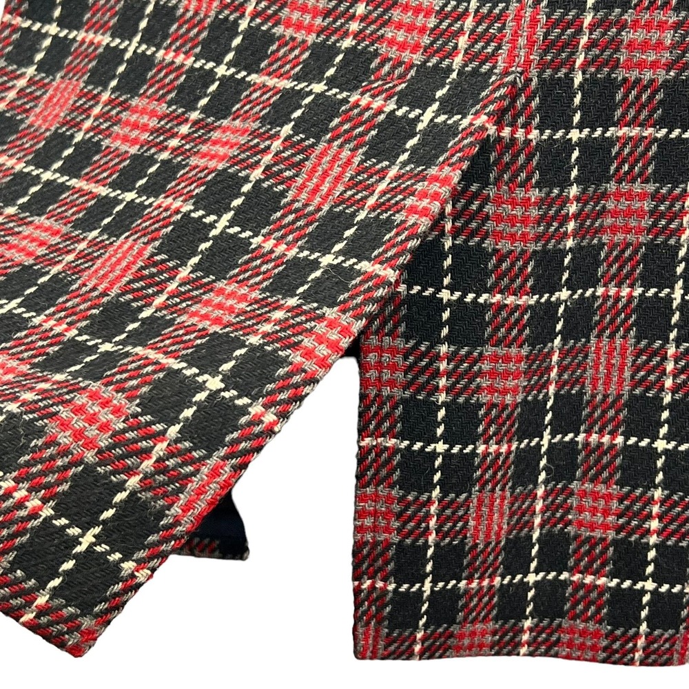 VTG Haberdashery Plaid Womens Suit Red 12P Wool Blend Academia Tartan Plaid - Picture 9 of 12